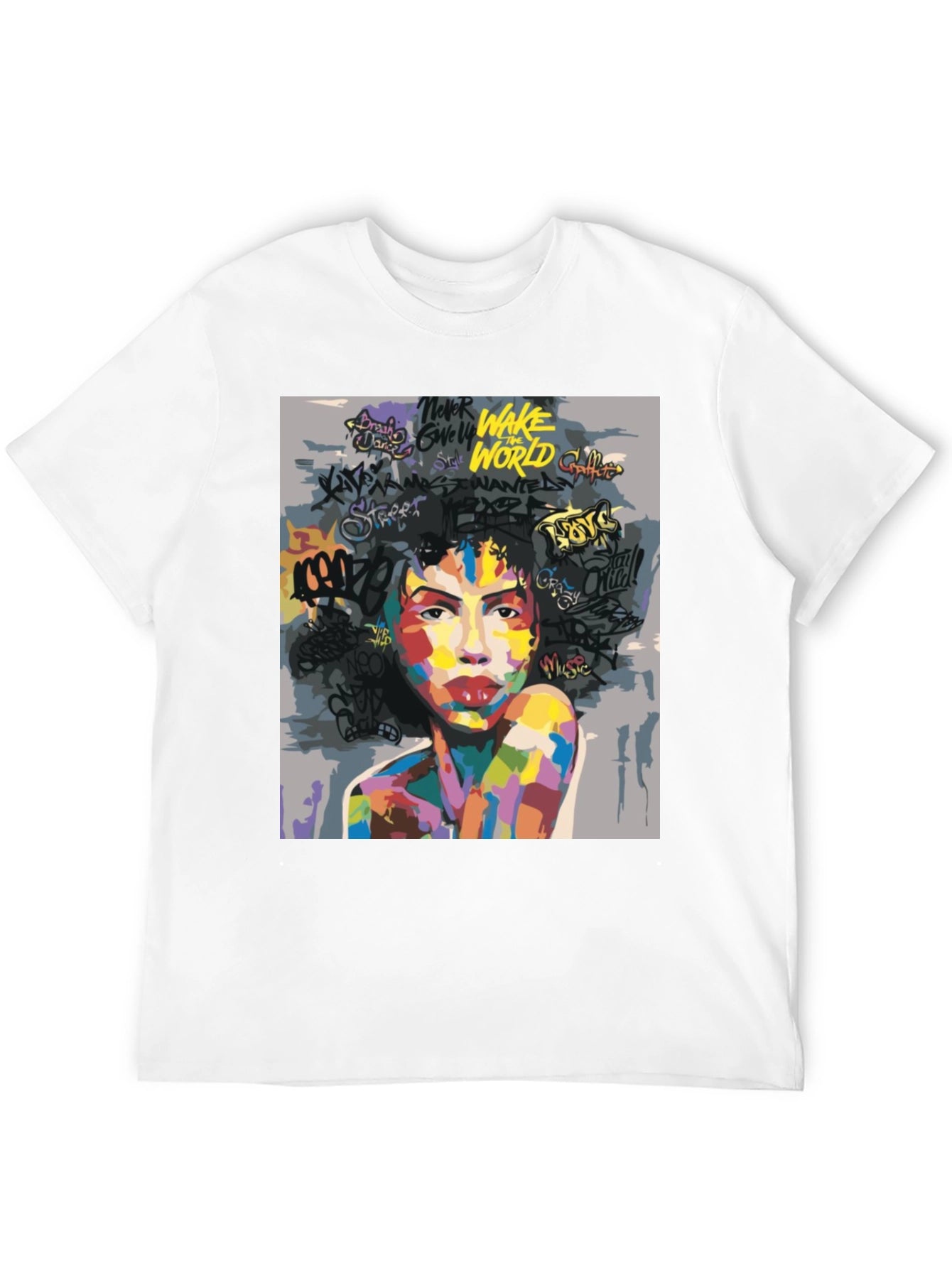 Camiseta Negra con Arte Abstracto y Urbano para Hombre