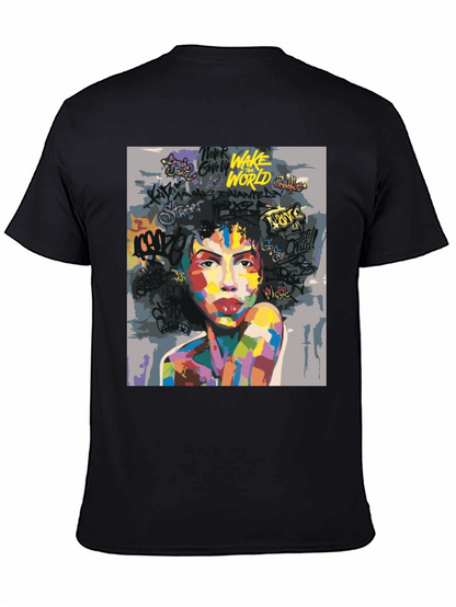 Camiseta Negra con Arte Abstracto y Urbano para Hombre
