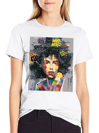 Camiseta Negra con Arte Abstracto y Urbano para Hombre