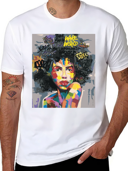 Camiseta Negra con Arte Abstracto y Urbano para Hombre