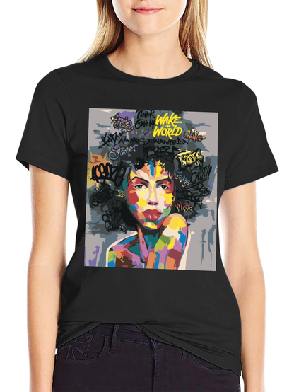 Camiseta Negra con Arte Abstracto y Urbano para Hombre