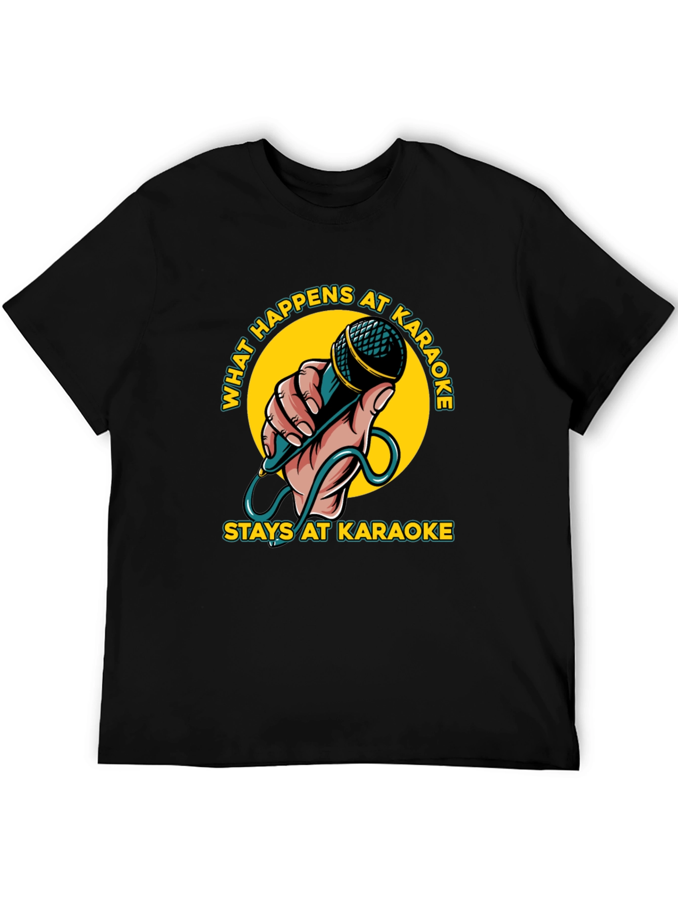 Camiseta Negra con Diseño Karaoke Divertido