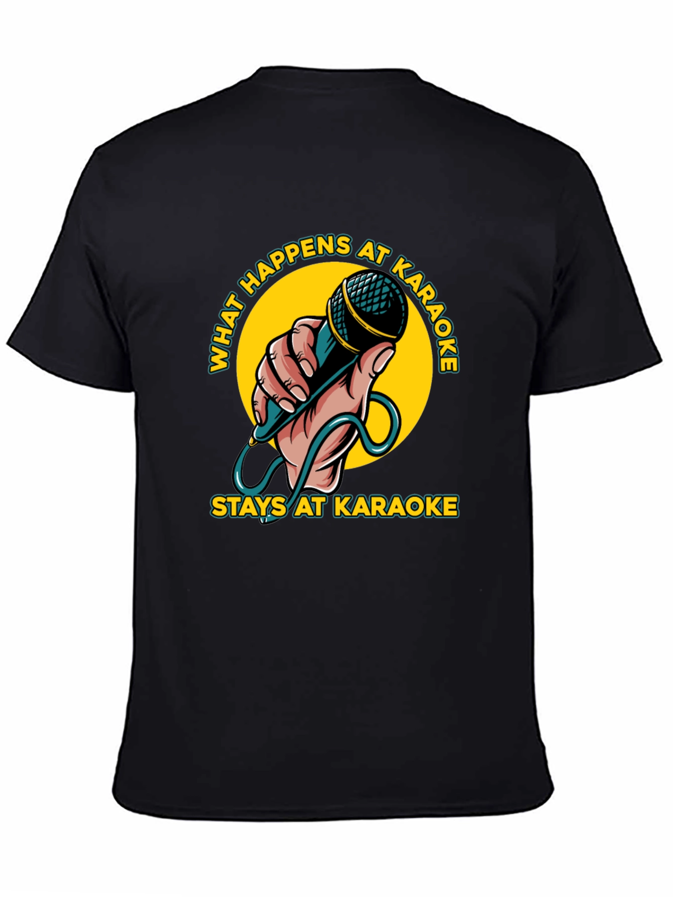 Camiseta Negra con Diseño Karaoke Divertido