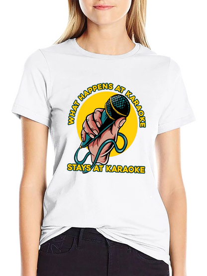 Camiseta Negra con Diseño Karaoke Divertido