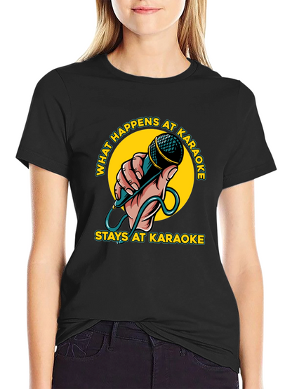 Camiseta Negra con Diseño Karaoke Divertido