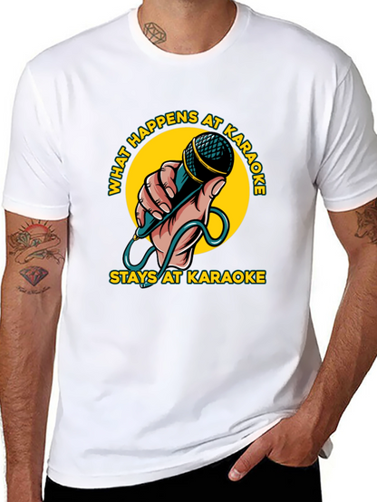 Camiseta Negra con Diseño Karaoke Divertido