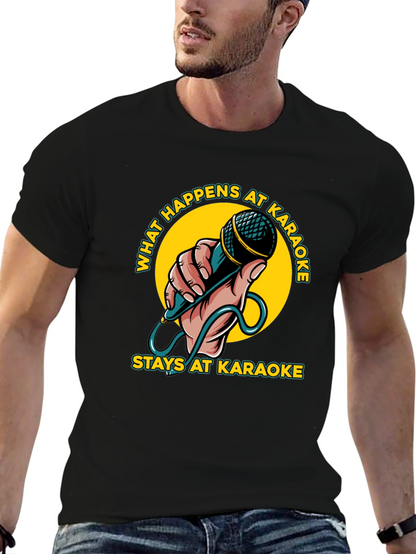Camiseta Negra con Diseño Karaoke Divertido