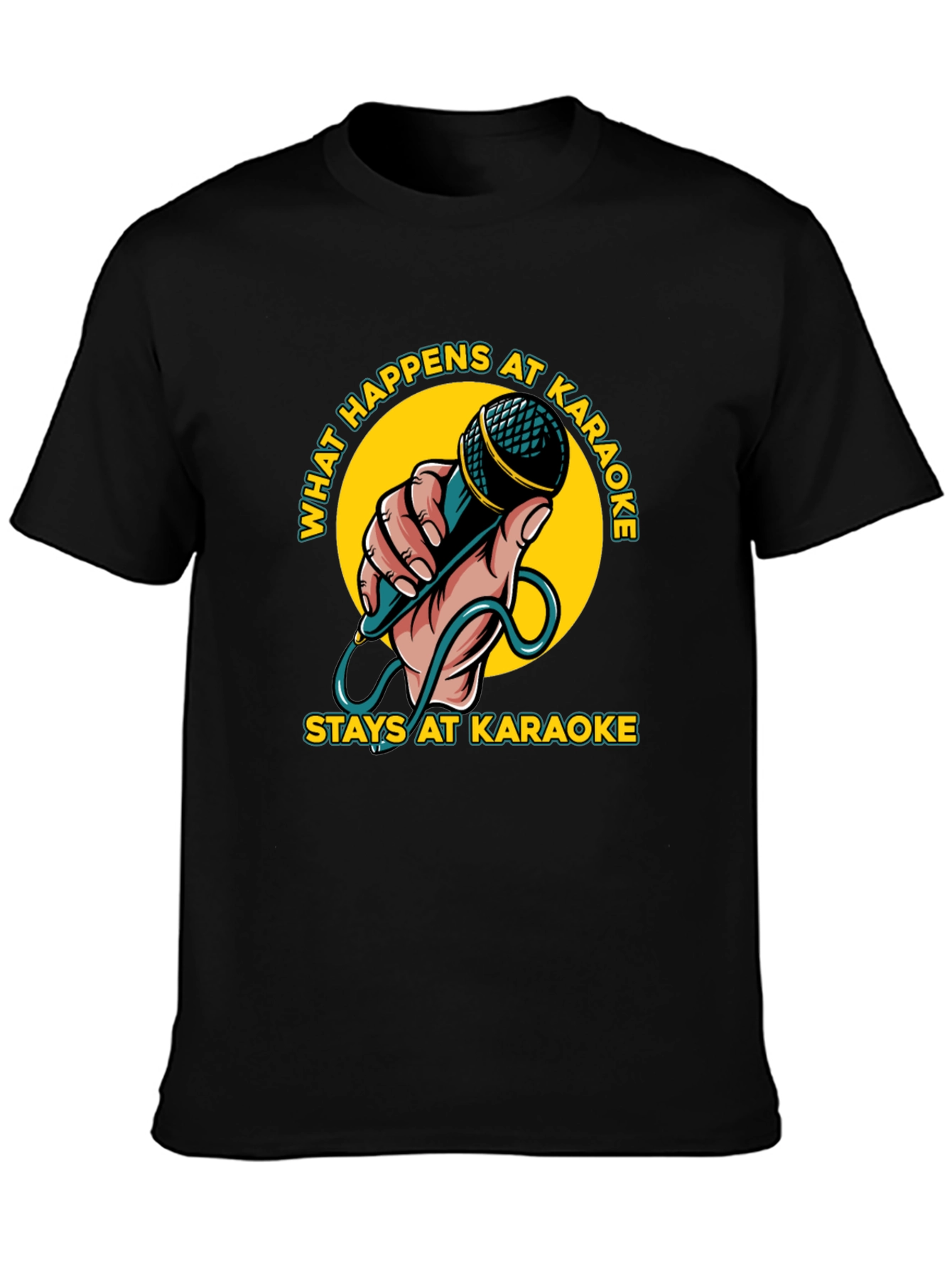 Camiseta Negra con Diseño Karaoke Divertido