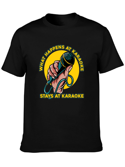 Camiseta Negra con Diseño Karaoke Divertido