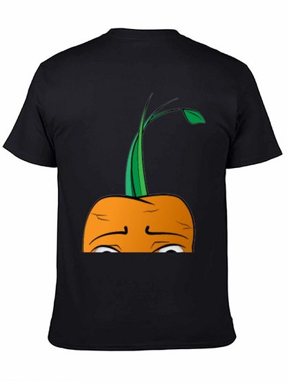 Camiseta Negra con Diseño de Zanahoria Triste
