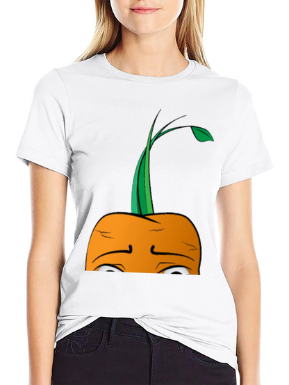 Camiseta Negra con Diseño de Zanahoria Triste