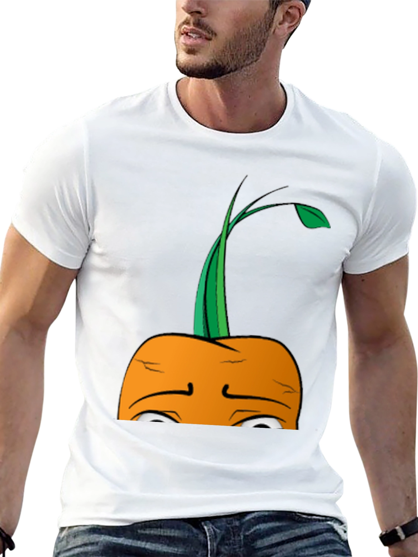 Camiseta Negra con Diseño de Zanahoria Triste