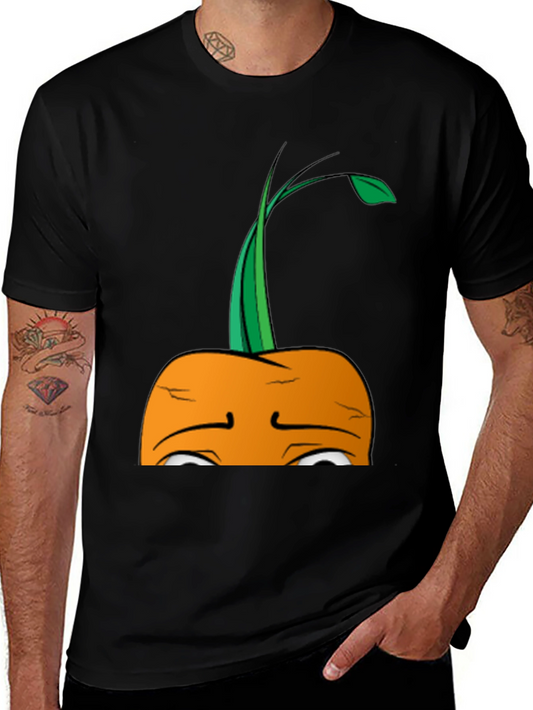 Camiseta Negra con Diseño de Zanahoria Triste