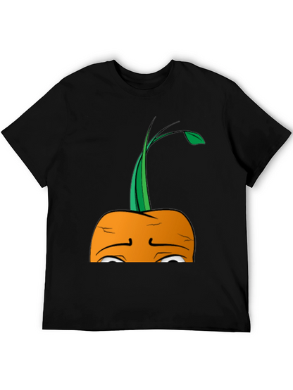 Camiseta Negra con Diseño de Zanahoria Triste