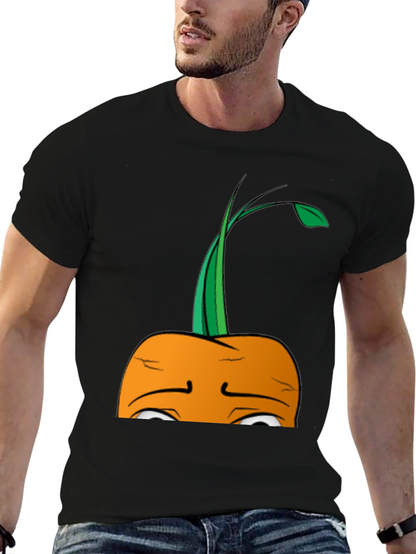 Camiseta Negra con Diseño de Zanahoria Triste