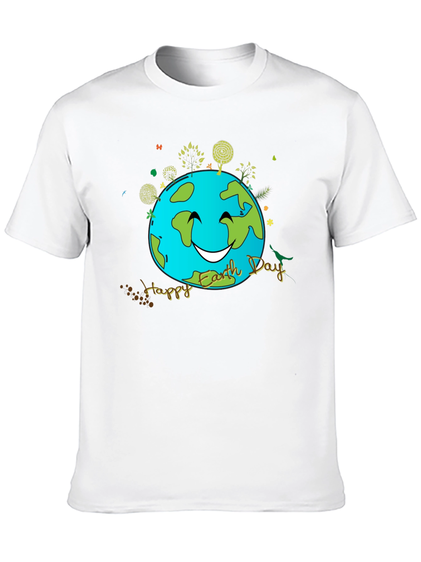 Camiseta Negra Día de la Tierra con Diseño Sonriente