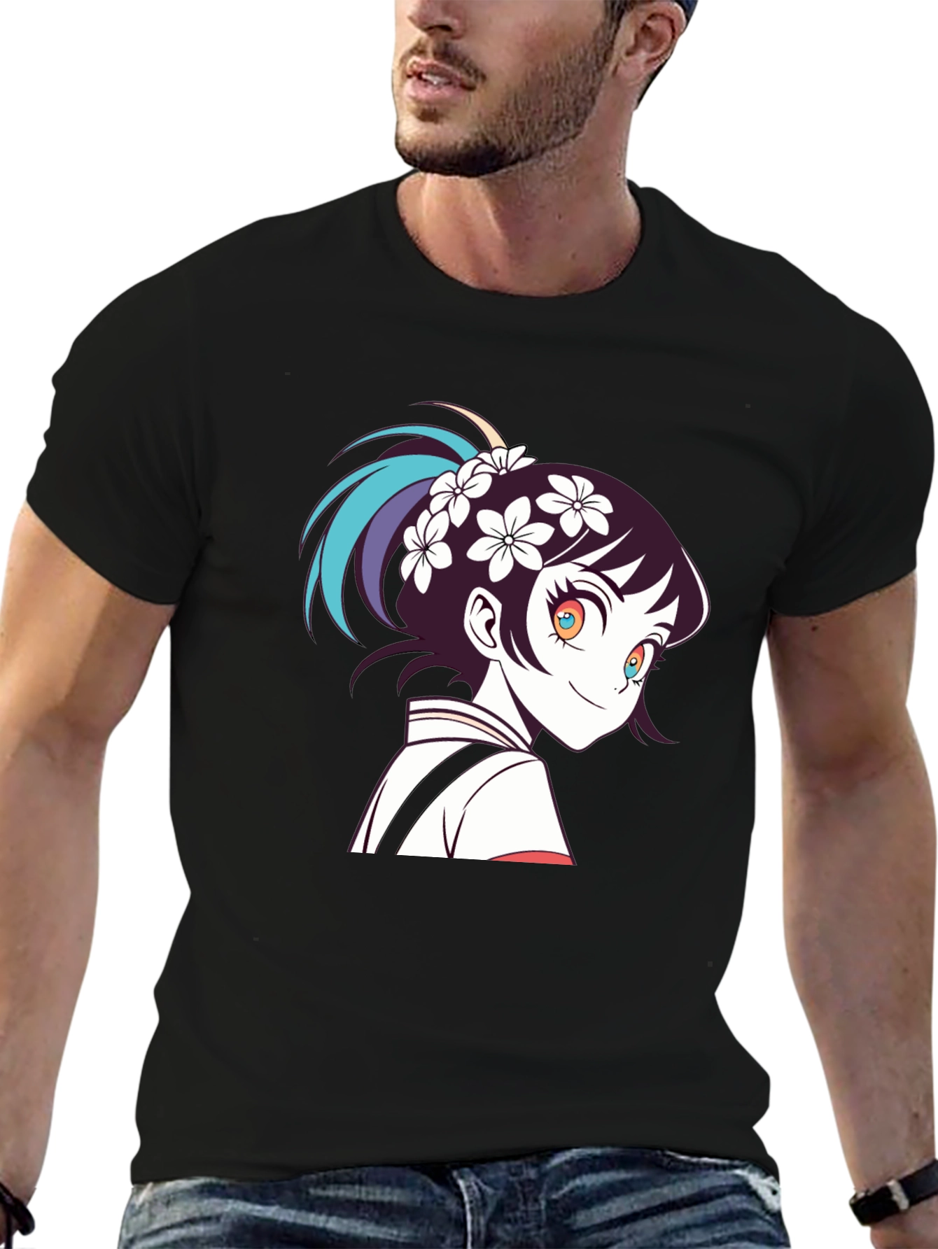 Camiseta Negra con Diseño Anime