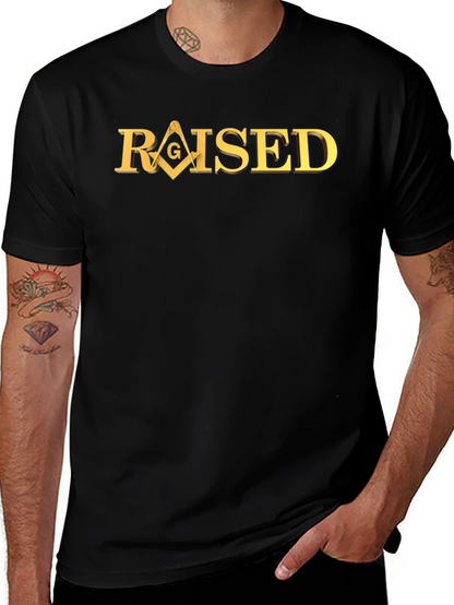 Camiseta Negra RAISED Masónica Dorada