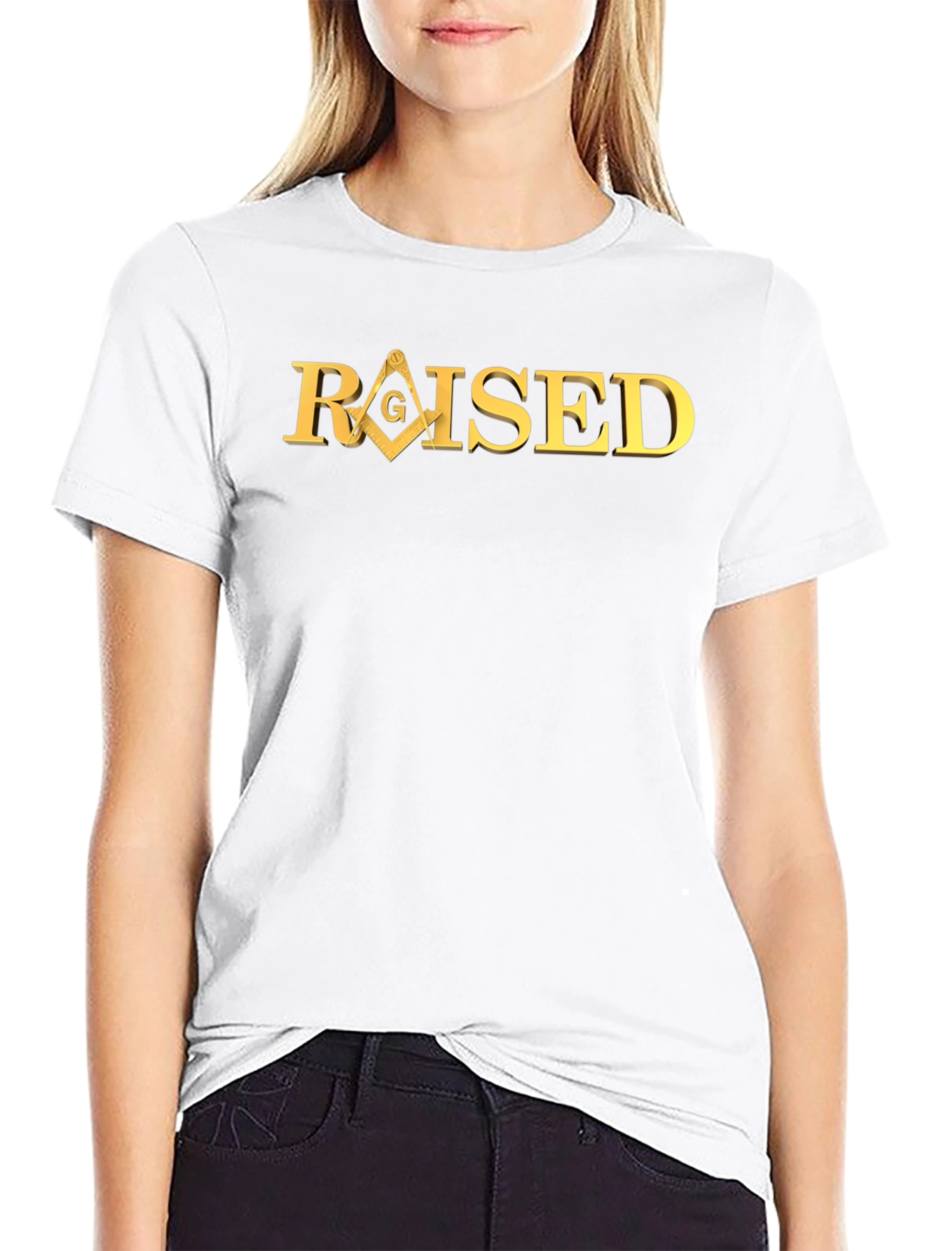 Camiseta Negra RAISED Masónica Dorada