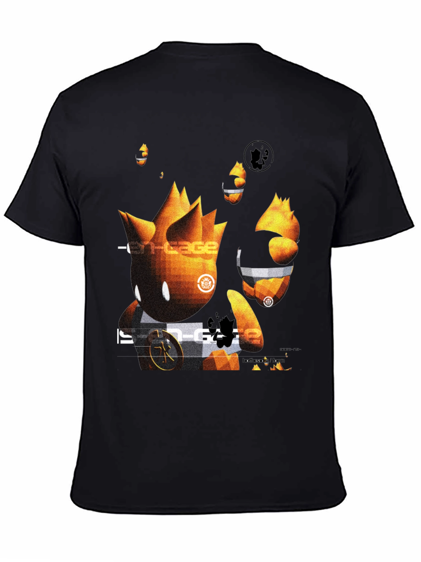 Camiseta Negra con Diseño Gráfico Abstracto