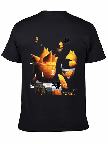 Camiseta Negra con Diseño Gráfico Abstracto