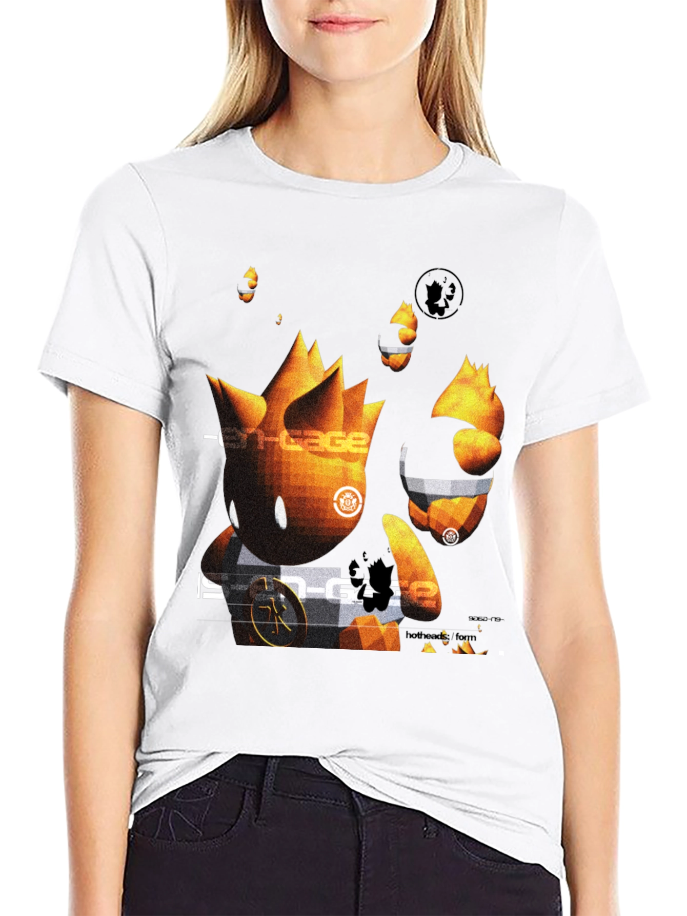 Camiseta Negra con Diseño Gráfico Abstracto