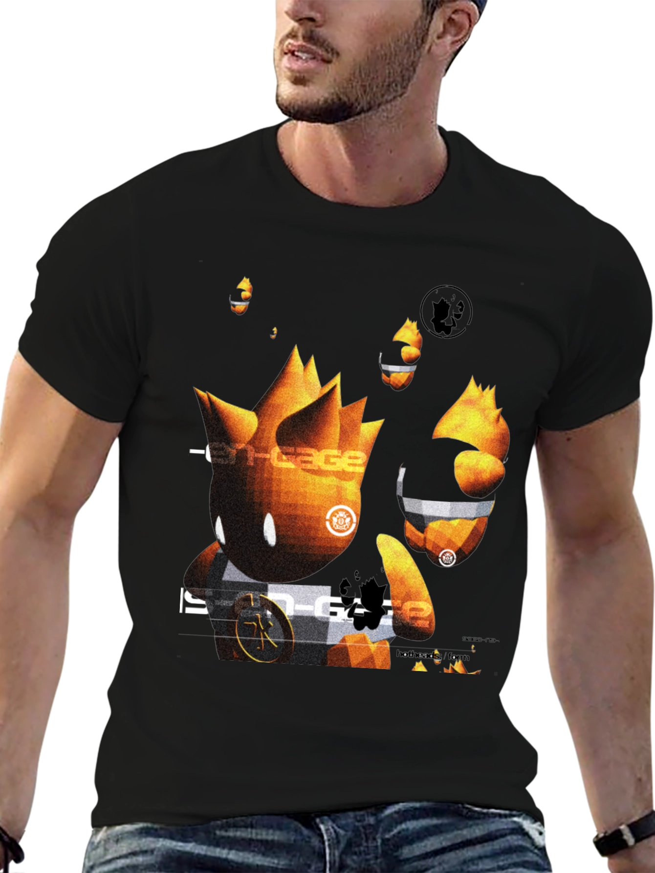Camiseta Negra con Diseño Gráfico Abstracto