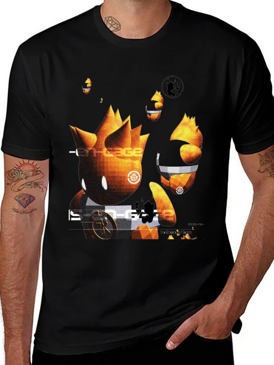 Camiseta Negra con Diseño Gráfico Abstracto
