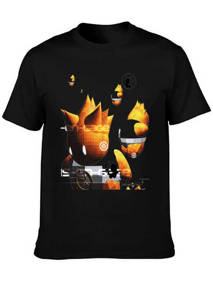 Camiseta Negra con Diseño Gráfico Abstracto