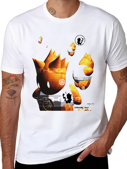 Camiseta Negra con Diseño Gráfico Abstracto