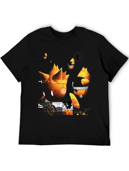 Camiseta Negra con Diseño Gráfico Abstracto