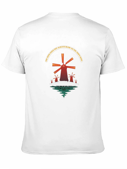 Camiseta Negra con Diseño de Molinos y Reflexión