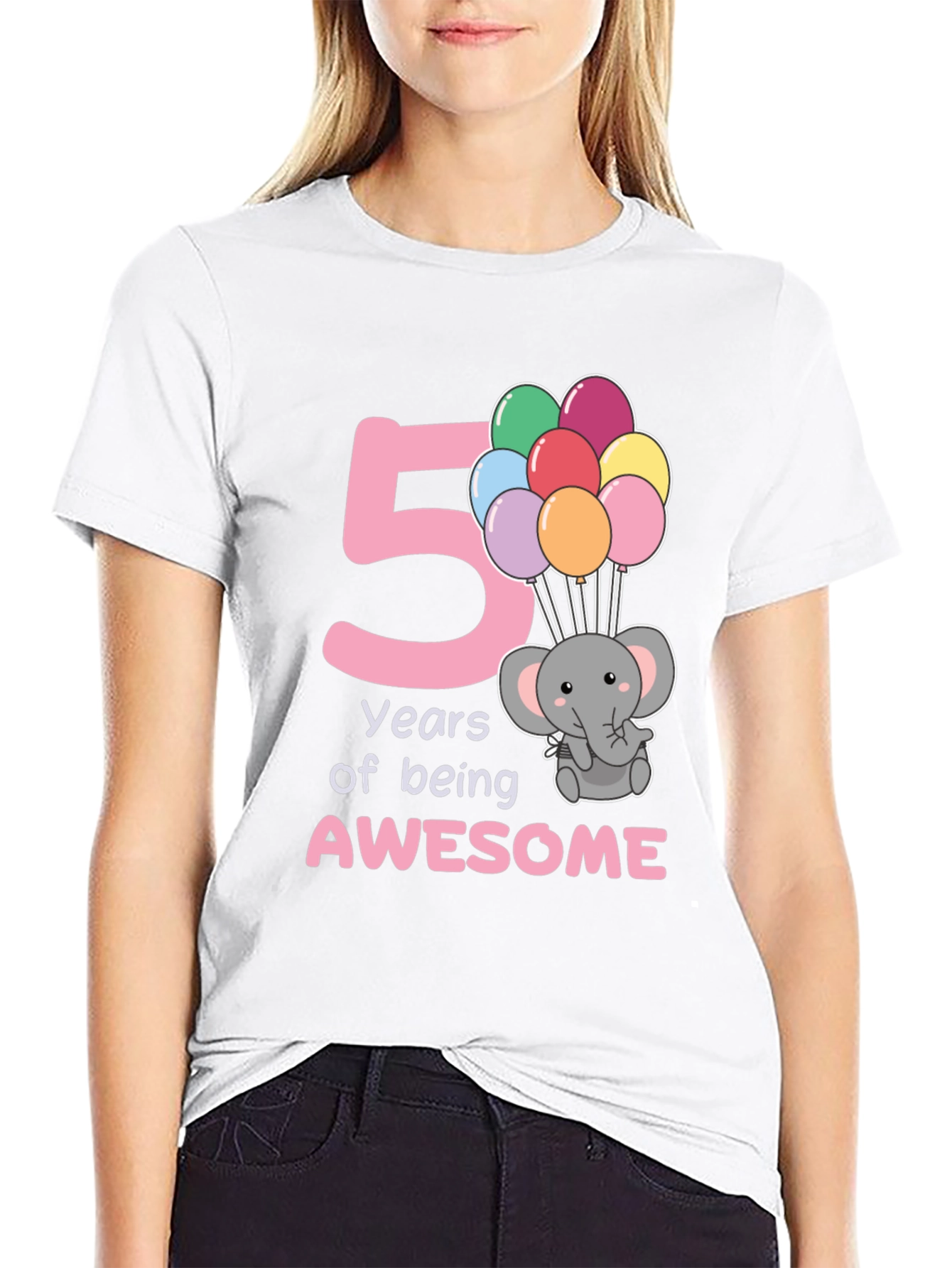 Camiseta Cumpleaños 5 Años Elefante Globos