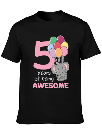 Camiseta Cumpleaños 5 Años Elefante Globos
