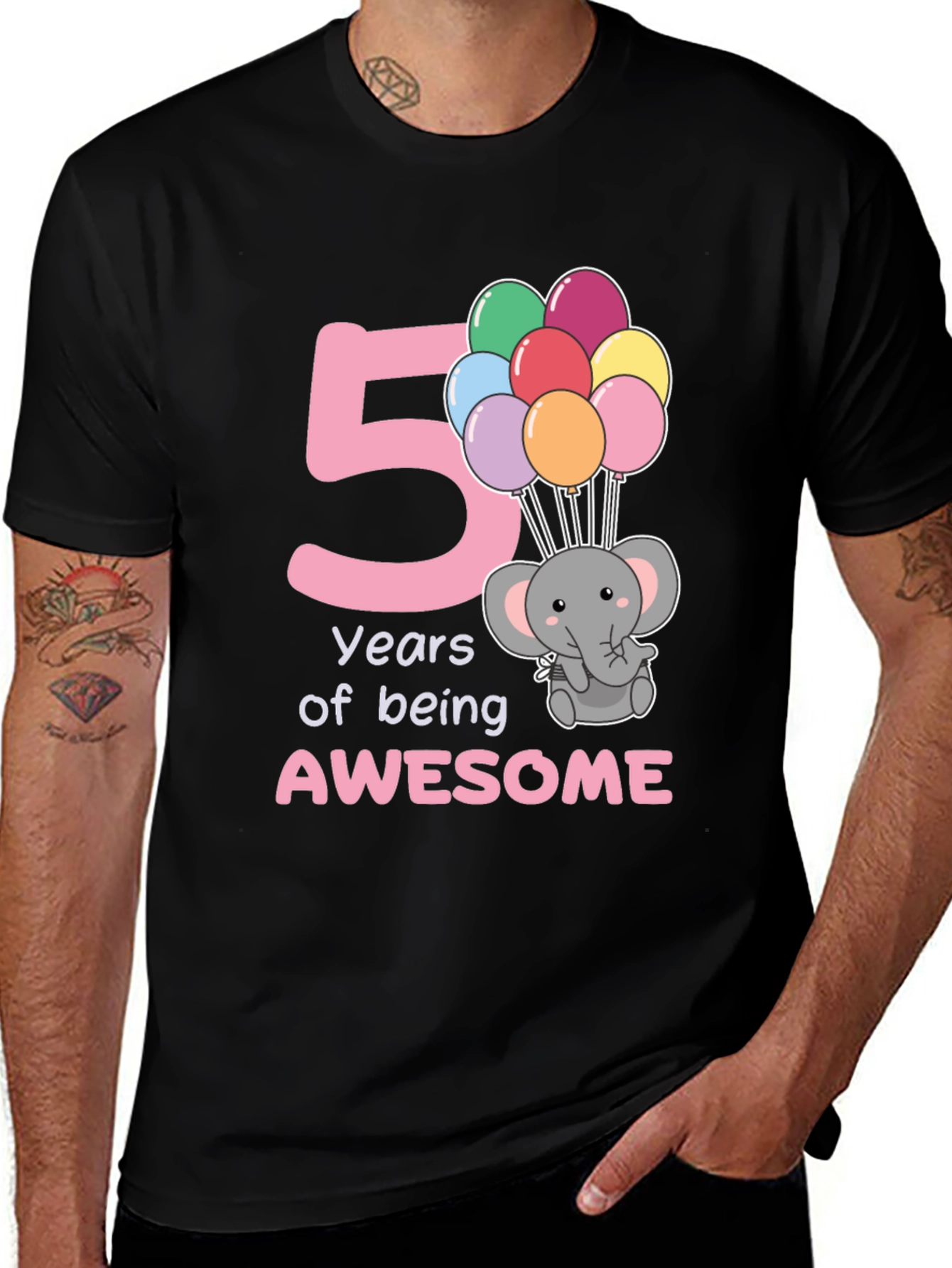 Camiseta Cumpleaños 5 Años Elefante Globos