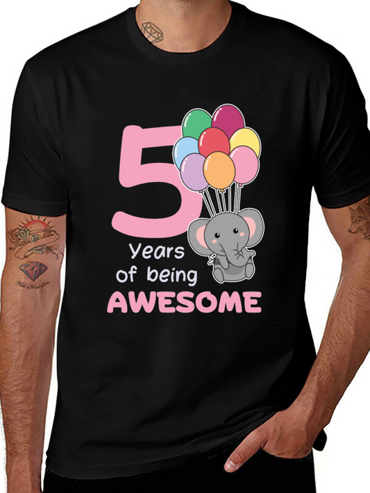 Camiseta Cumpleaños 5 Años Elefante Globos
