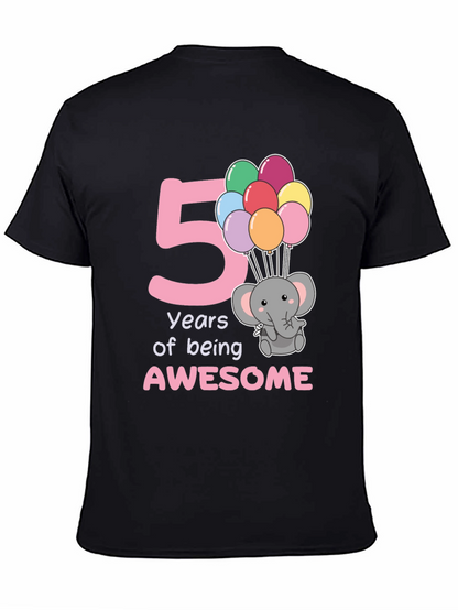Camiseta Cumpleaños 5 Años Elefante Globos
