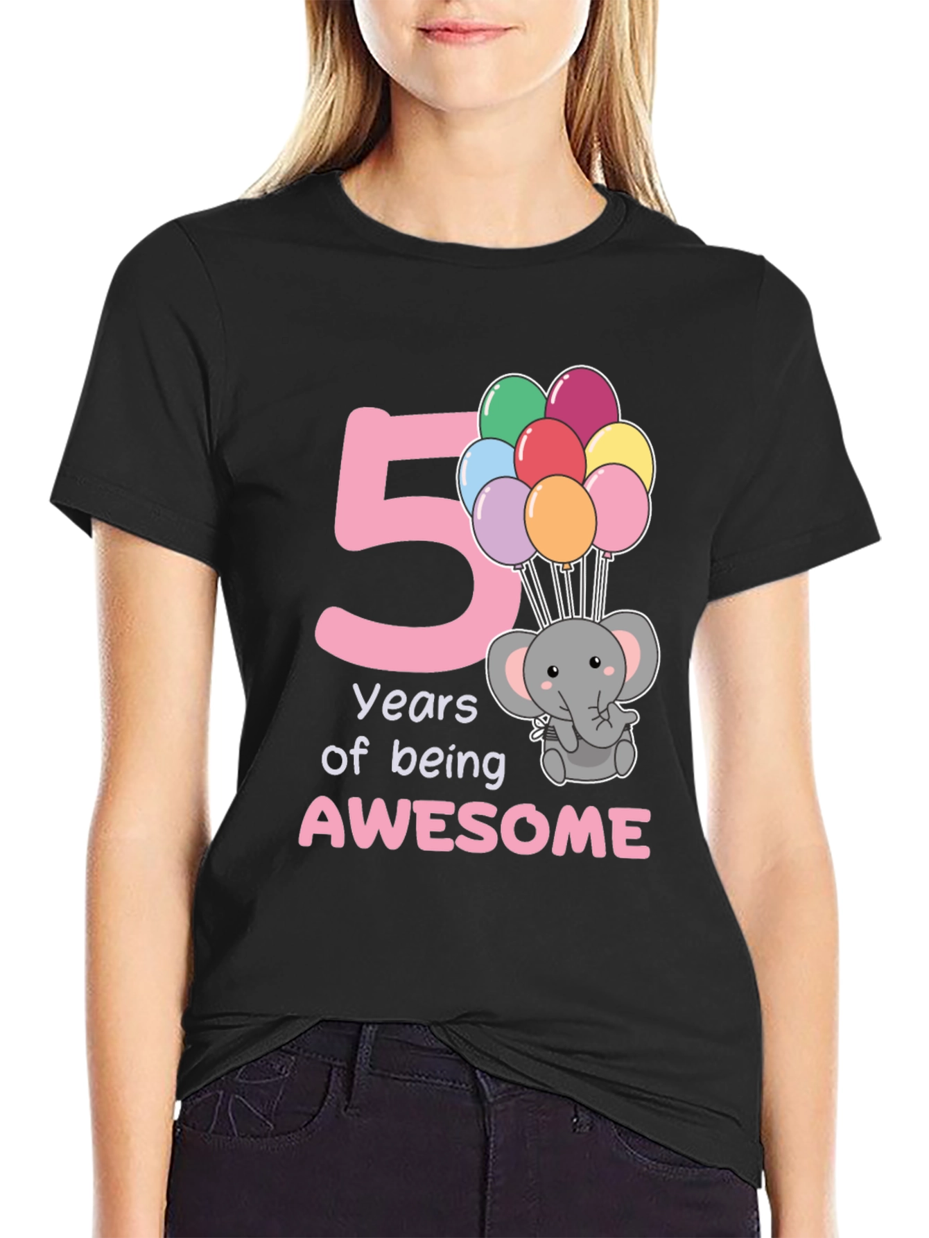 Camiseta Cumpleaños 5 Años Elefante Globos