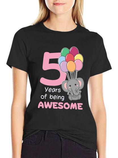 Camiseta Cumpleaños 5 Años Elefante Globos