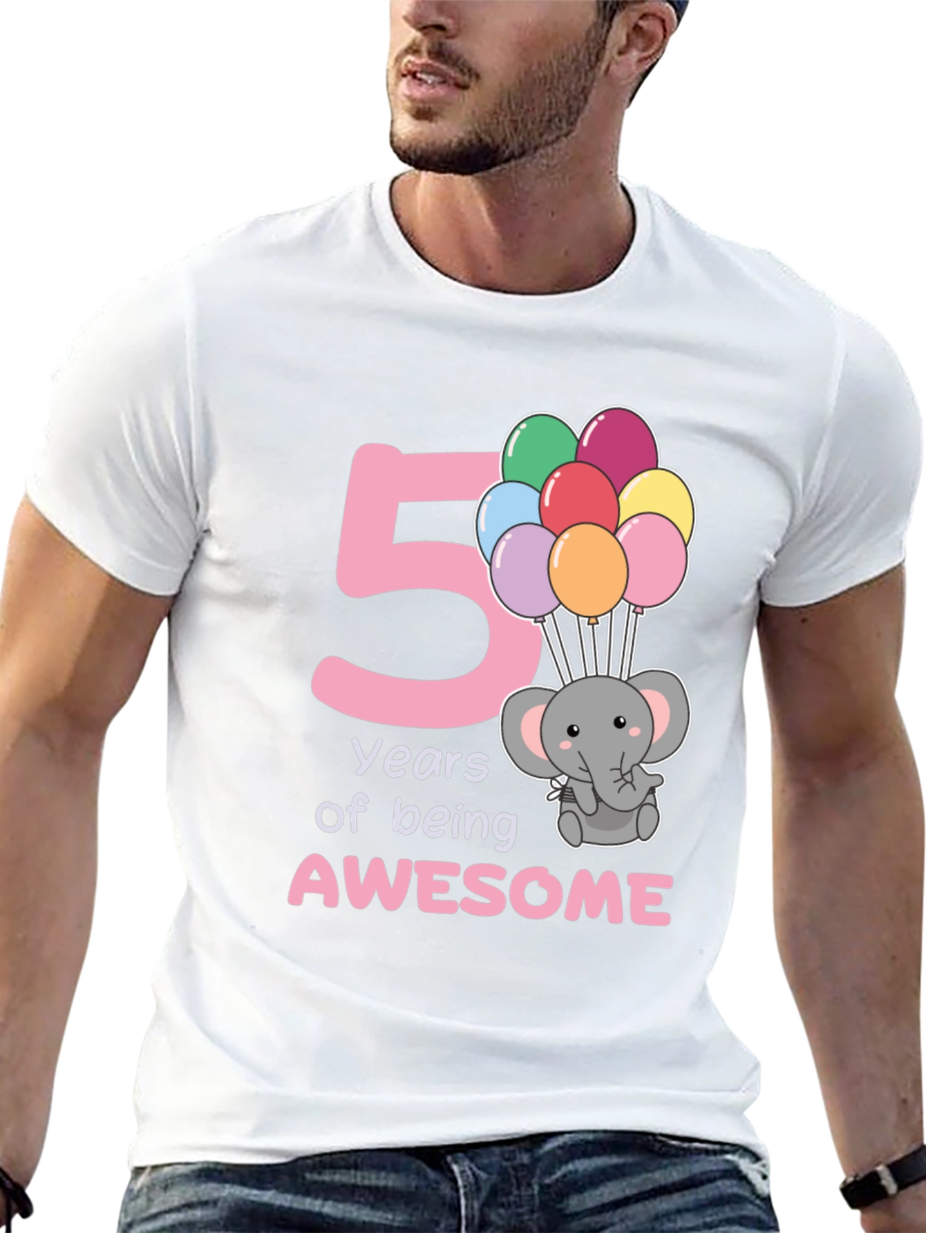 Camiseta Cumpleaños 5 Años Elefante Globos