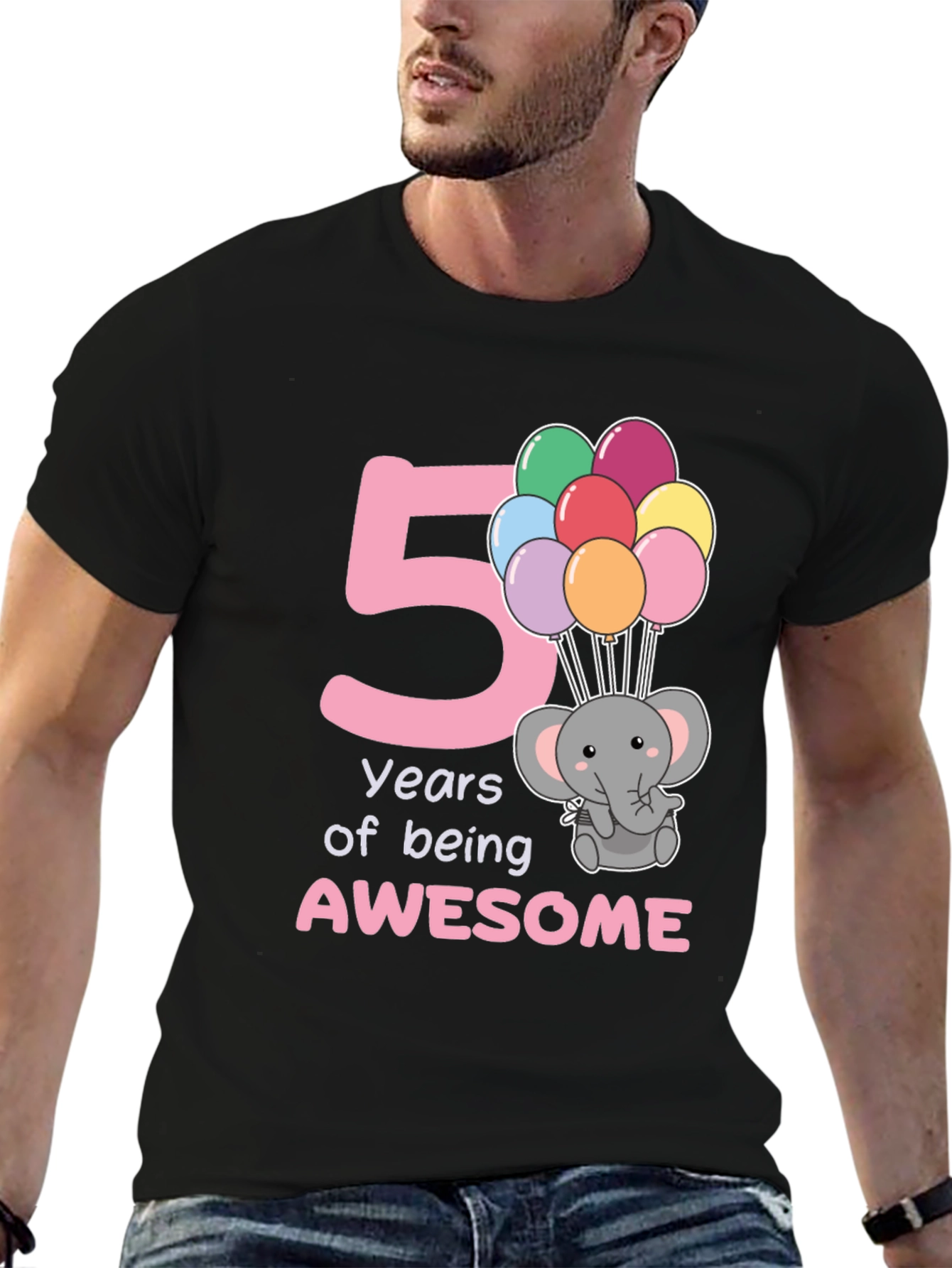 Camiseta Cumpleaños 5 Años Elefante Globos