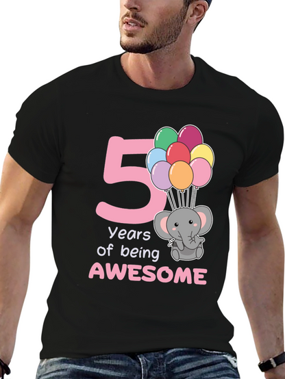 Camiseta Cumpleaños 5 Años Elefante Globos