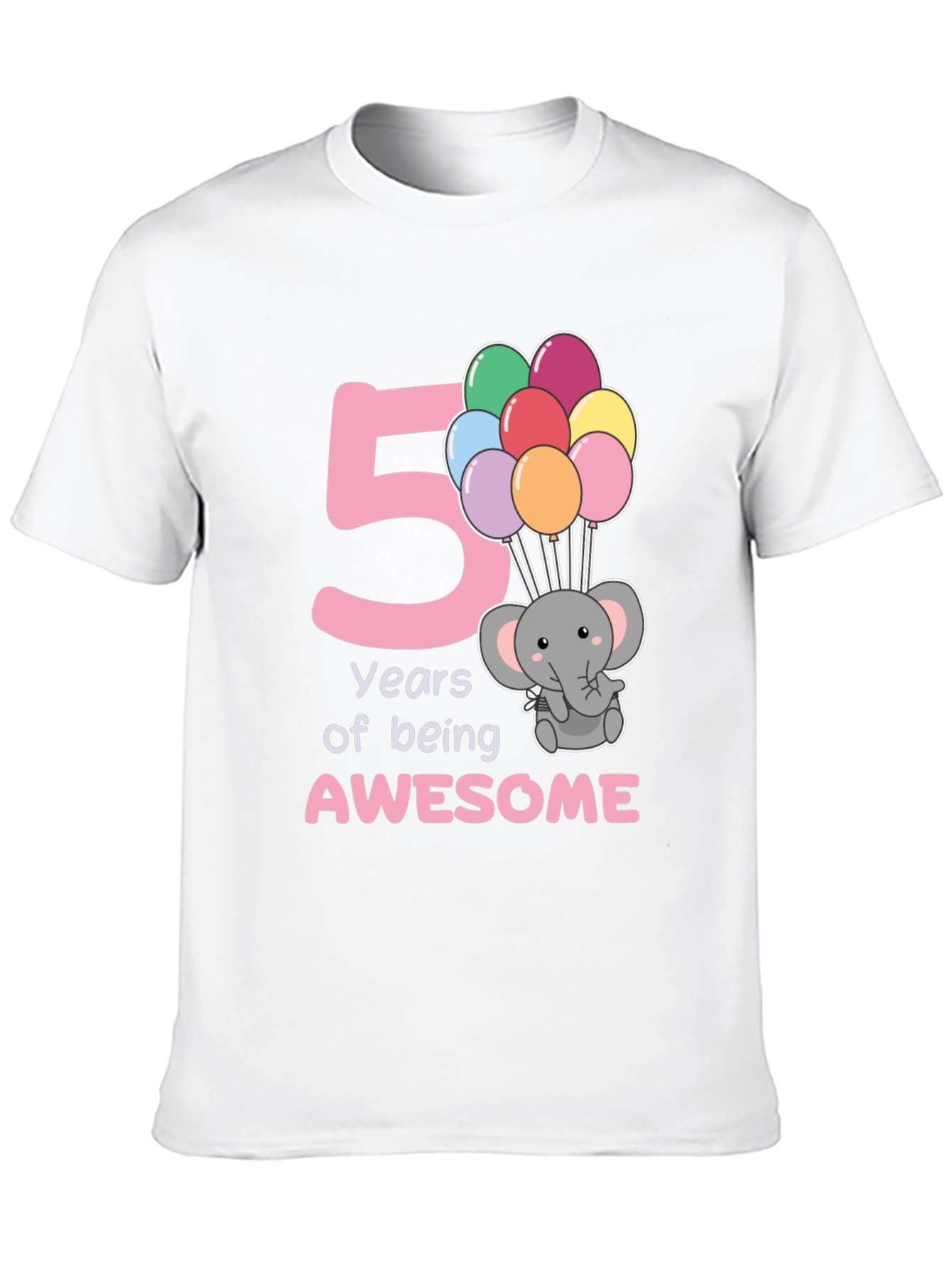 Camiseta Cumpleaños 5 Años Elefante Globos