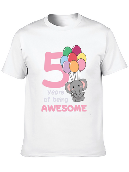 Camiseta Cumpleaños 5 Años Elefante Globos