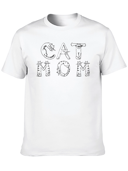 Camiseta Negra Cat Mom para Amantes de los Gatos