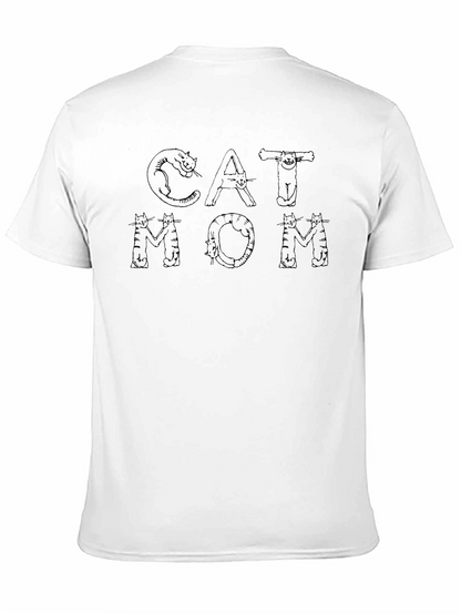 Camiseta Negra Cat Mom para Amantes de los Gatos