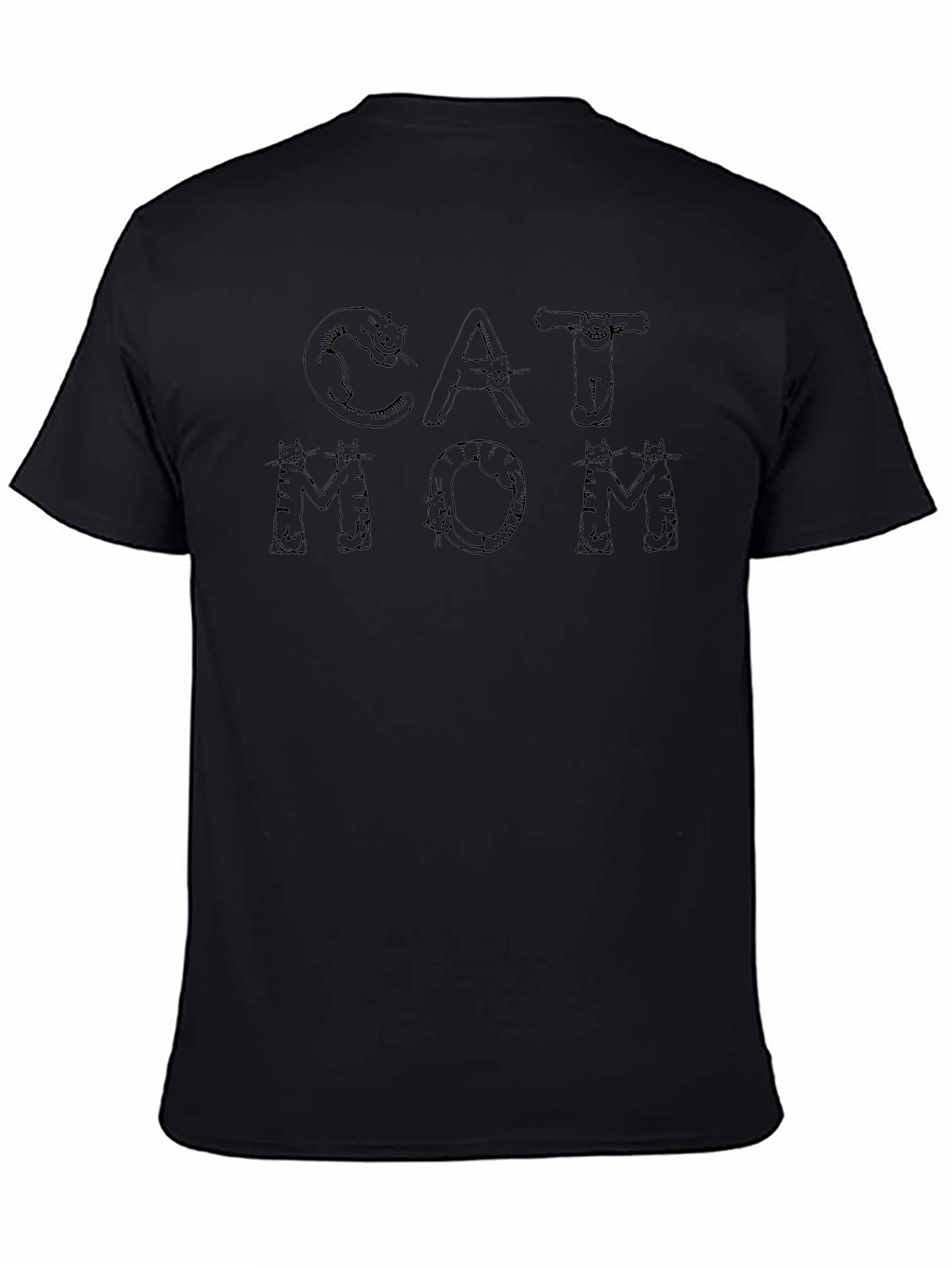 Camiseta Negra Cat Mom para Amantes de los Gatos
