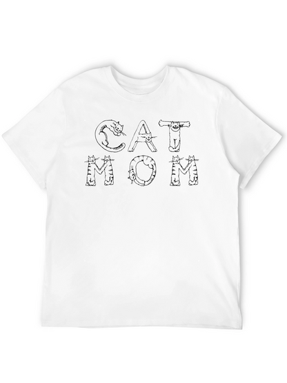 Camiseta Negra Cat Mom para Amantes de los Gatos