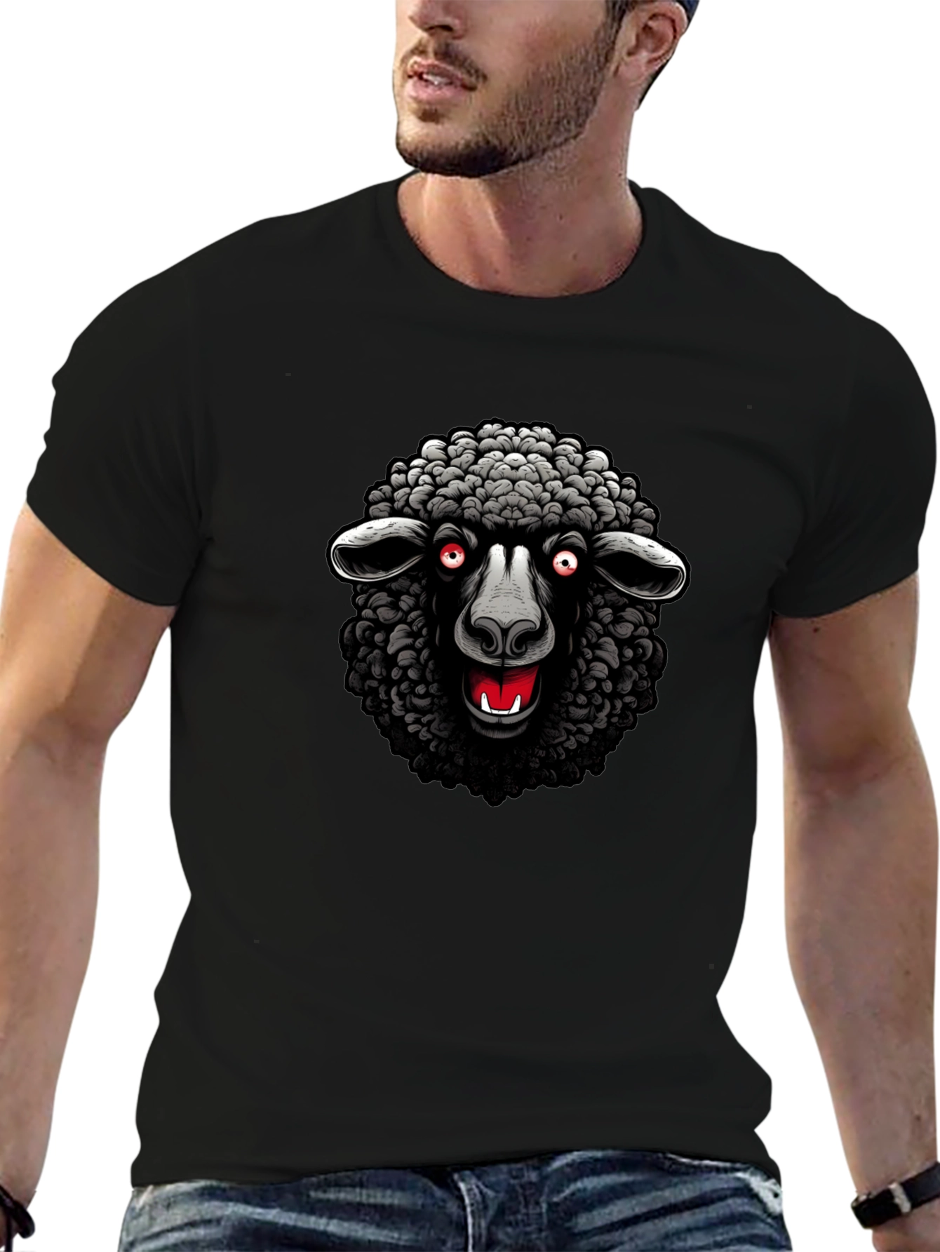 Camiseta Negra Oveja Malvada Diseño Único
