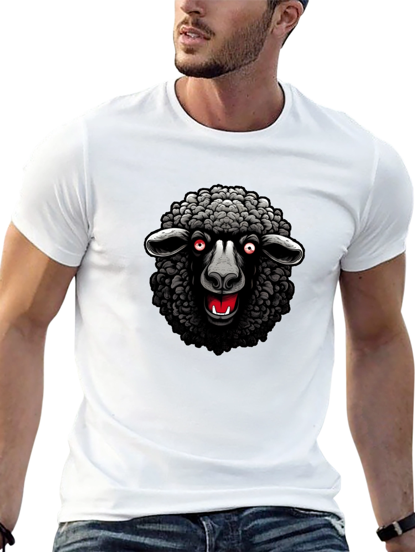 Camiseta Negra Oveja Malvada Diseño Único